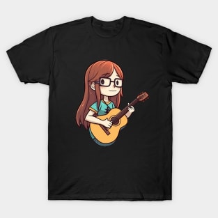 A girl playing her favourite guitar T-Shirt